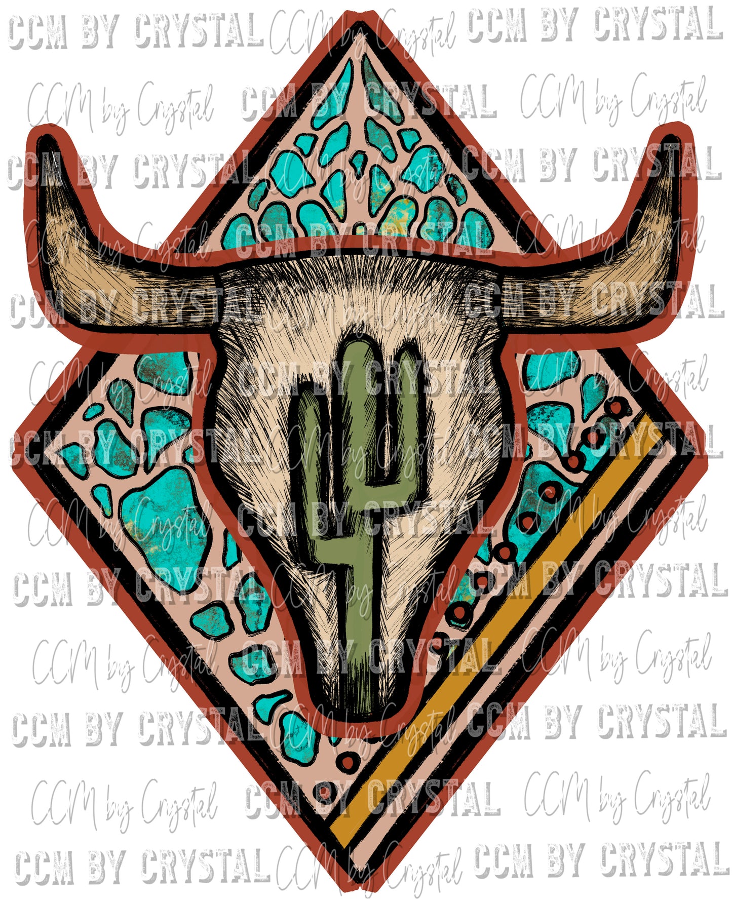 Steer Head with Cactus Ready to Press Transfer