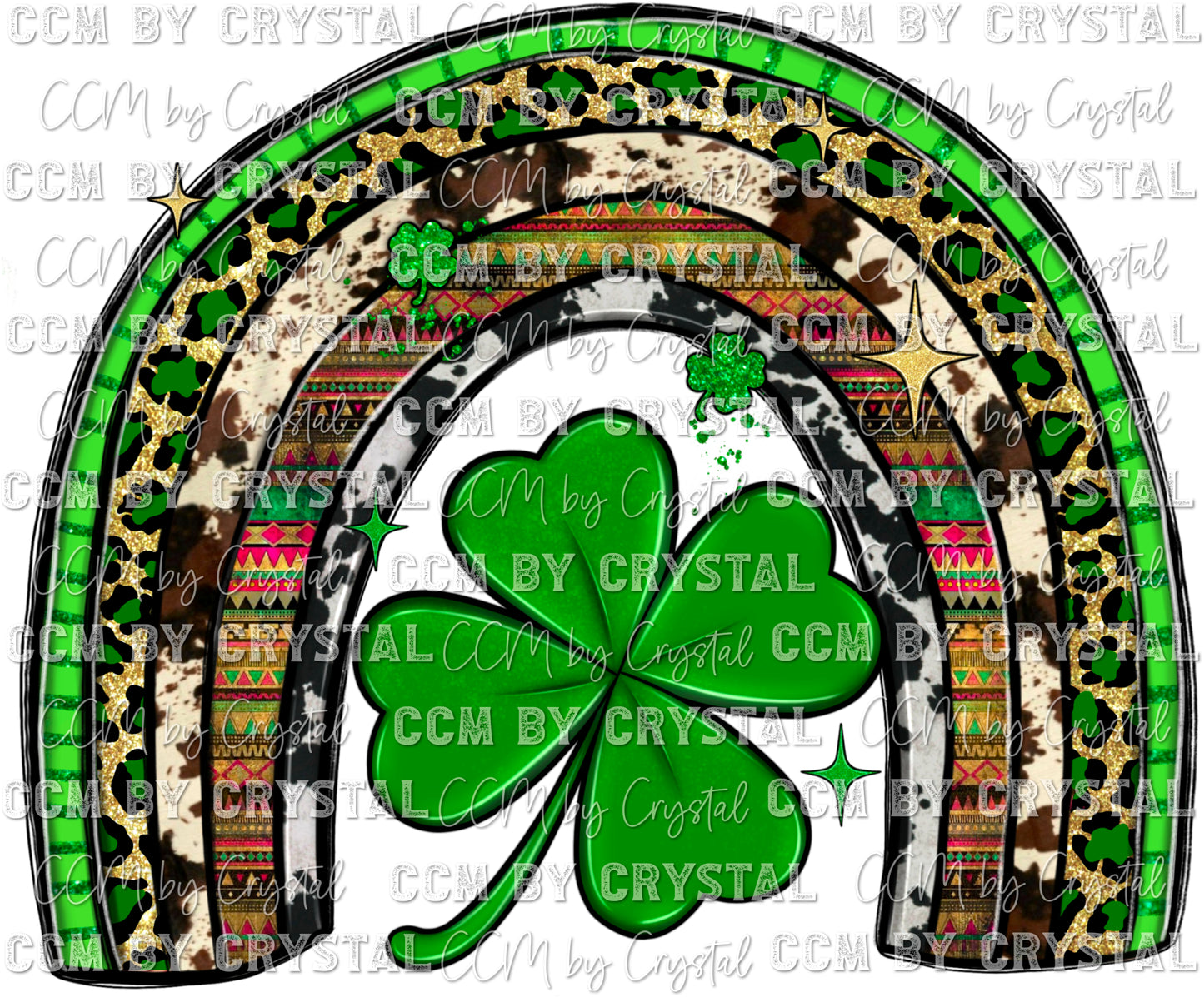 St Patrick's Day Rainbow Clover Ready to Press Transfer