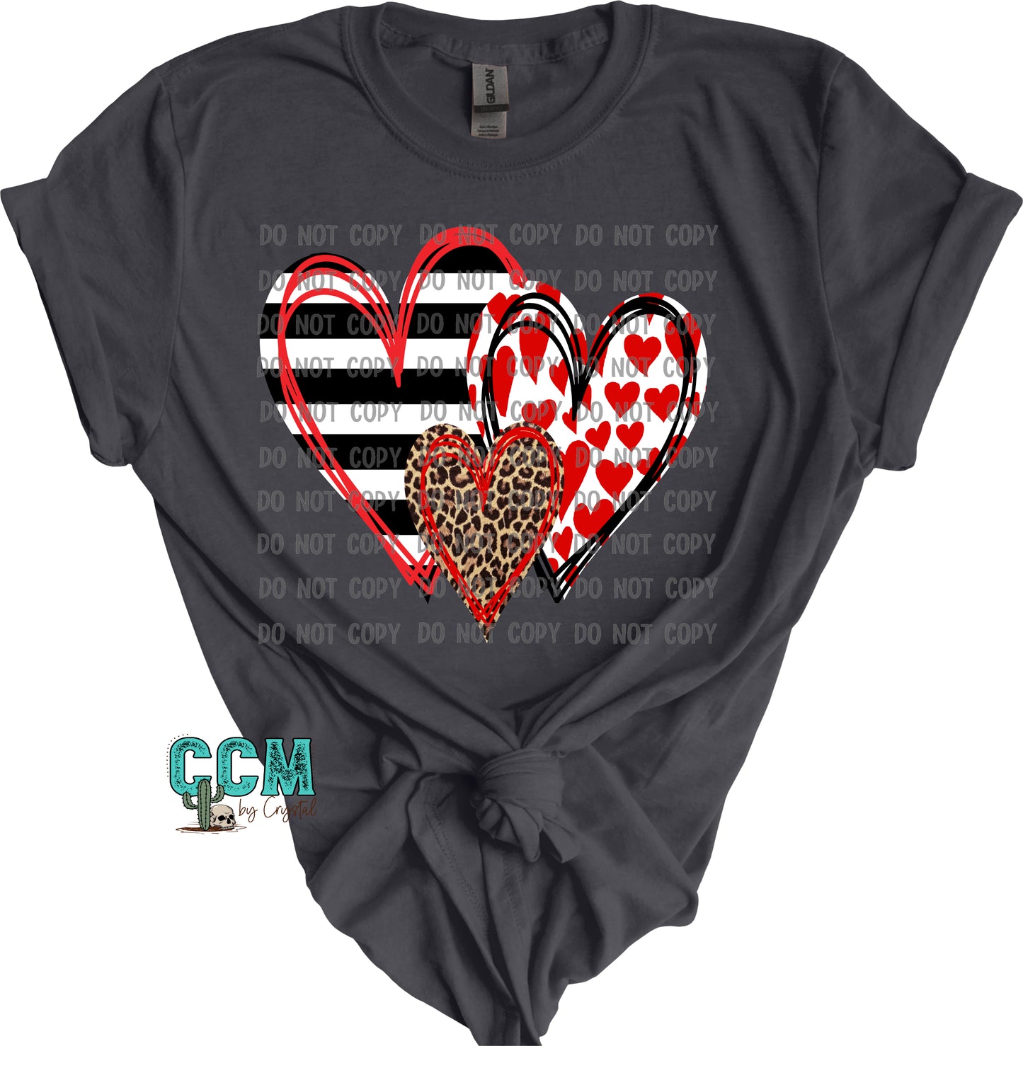 Three Doodle Hearts Ready to Press Transfer