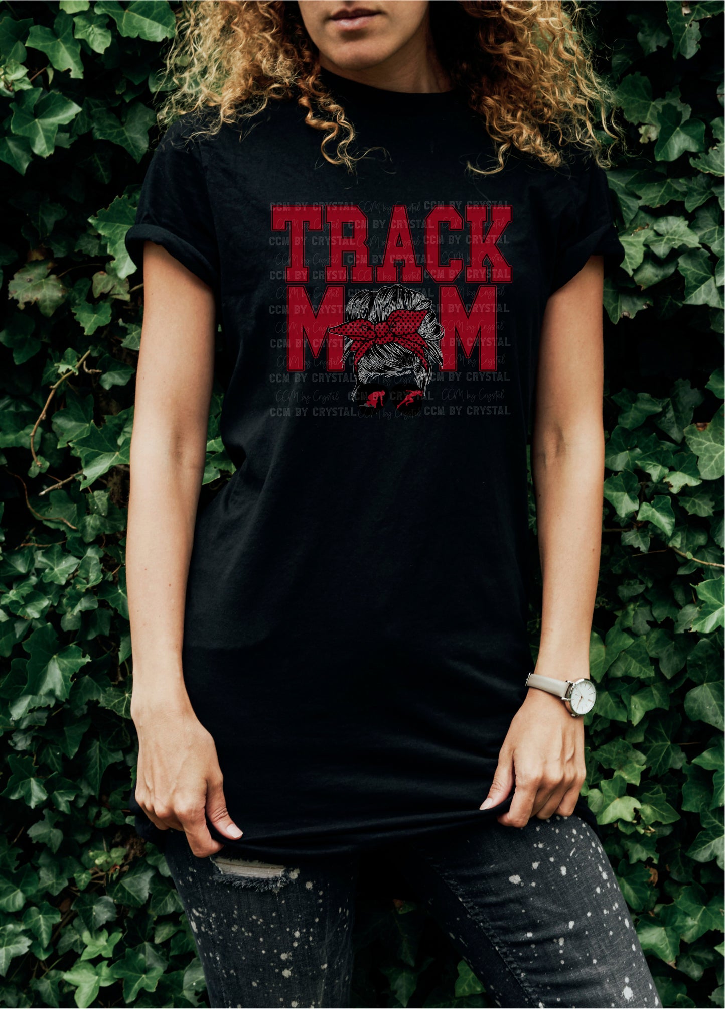 Track Mom Messy Bun Girl Ready to Press Transfer