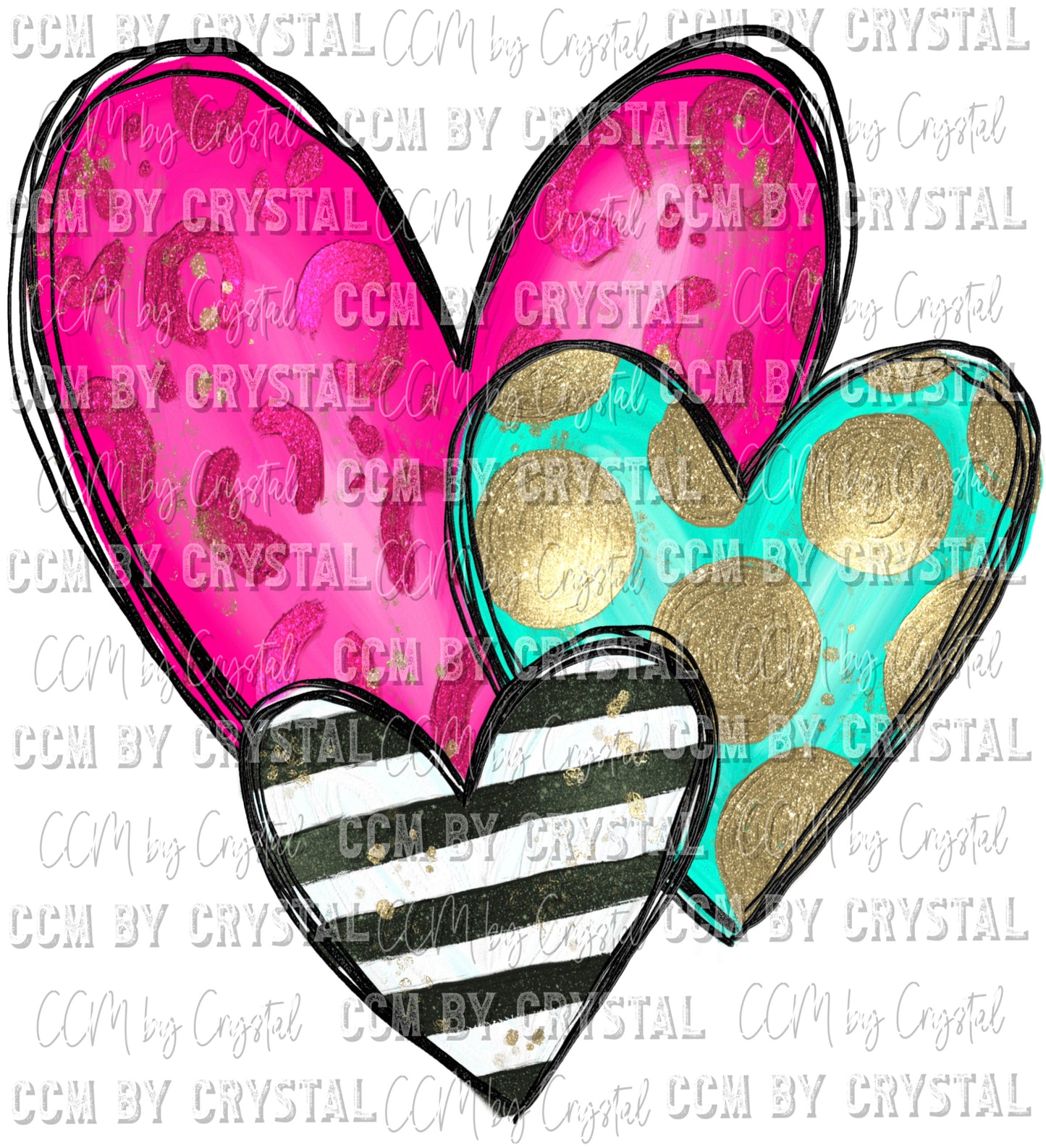 Whimsical Hearts Valentine's Day Ready to Press Transfer