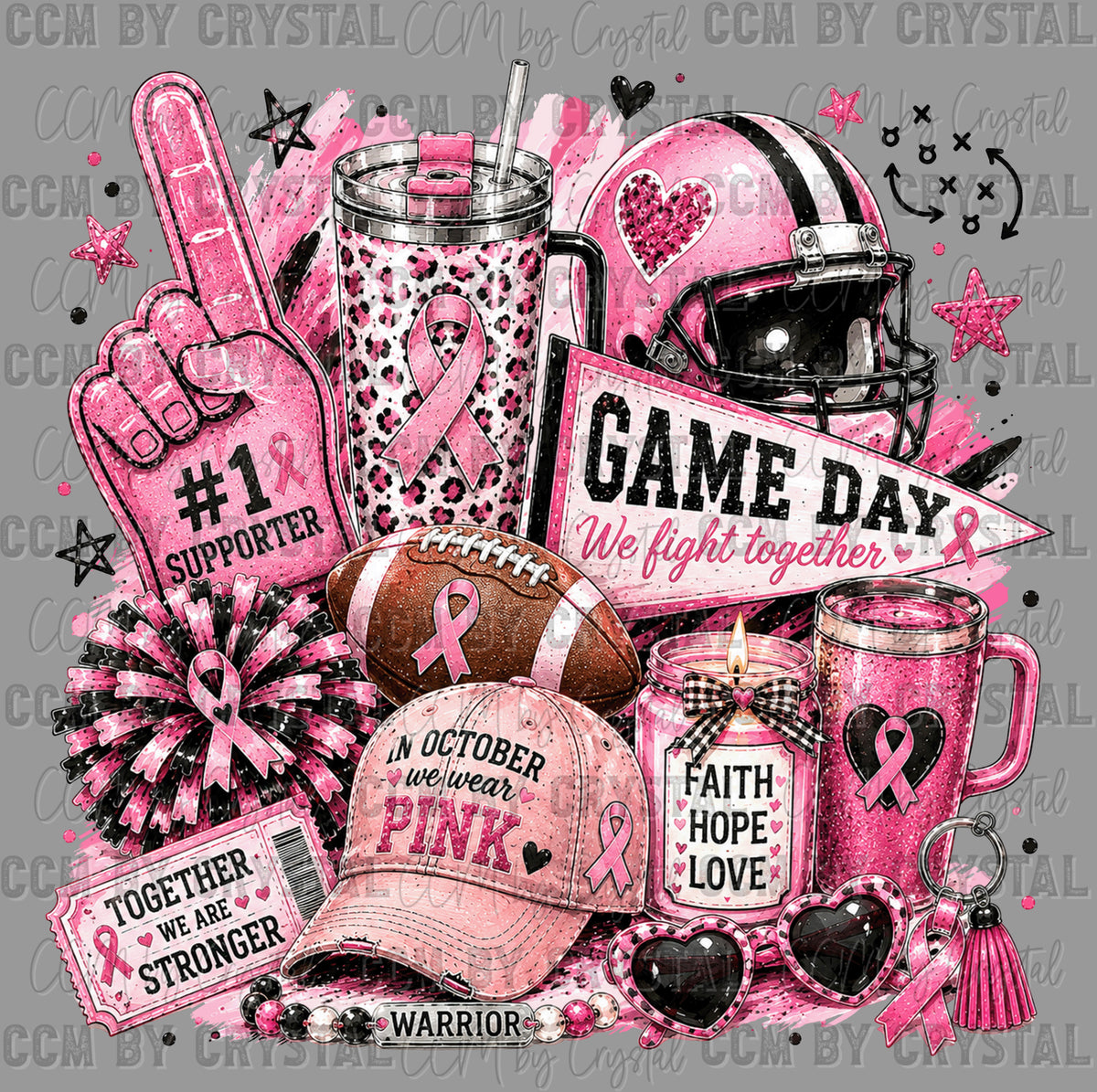 Game Day Football Breast Cancer Awareness Pink Out Ready to Press Transfer DTF Transfer Sublimation Transfer