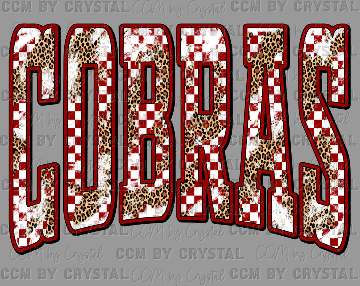 Cobras Mascot Maroon Ready to Press Transfer DTF Transfer Sublimation Transfer (Copy)