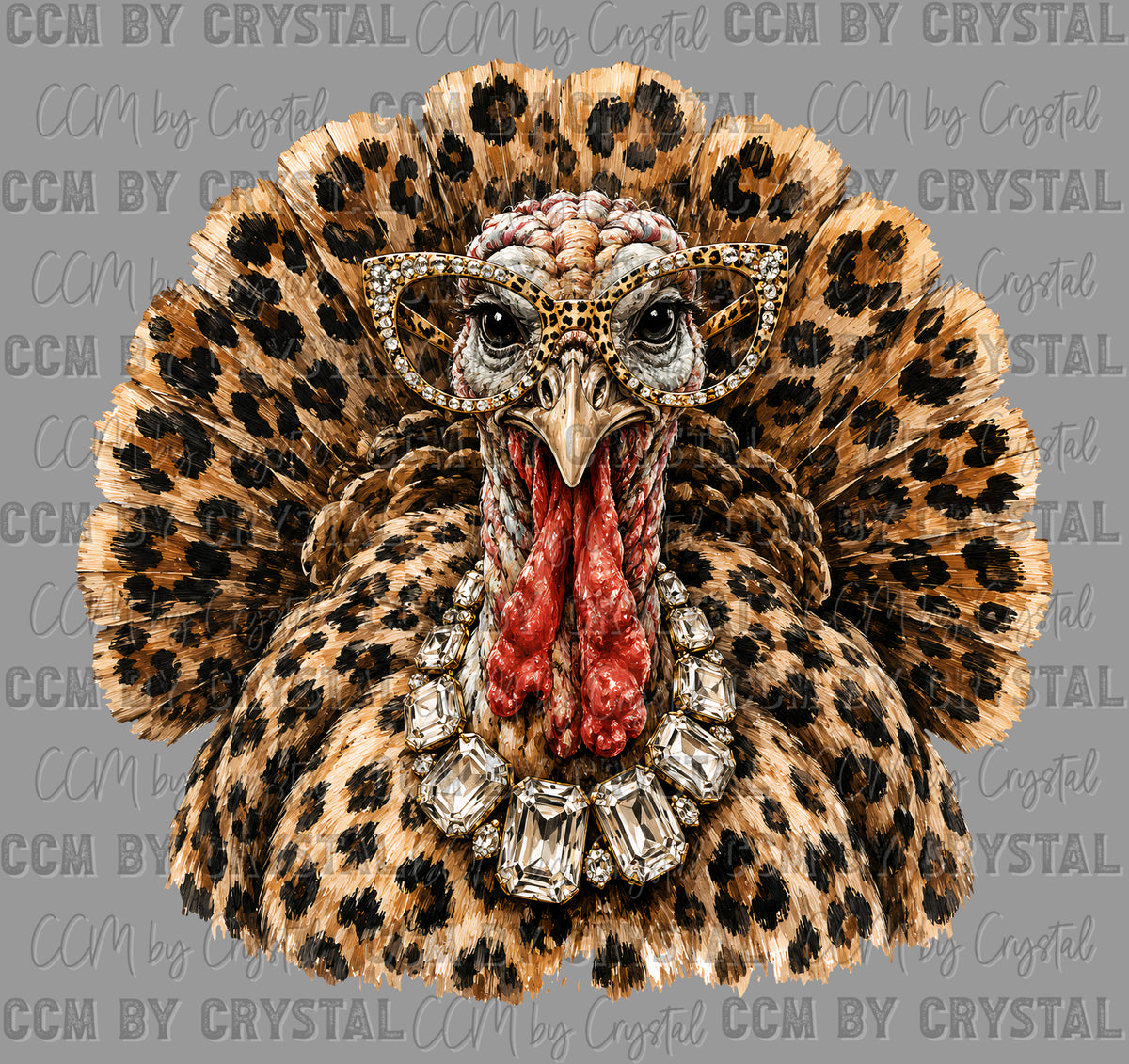 Leopard Glam Turkey Fall Thanksgiving Ready to Press Transfer DTF Transfer Sublimation Transfer