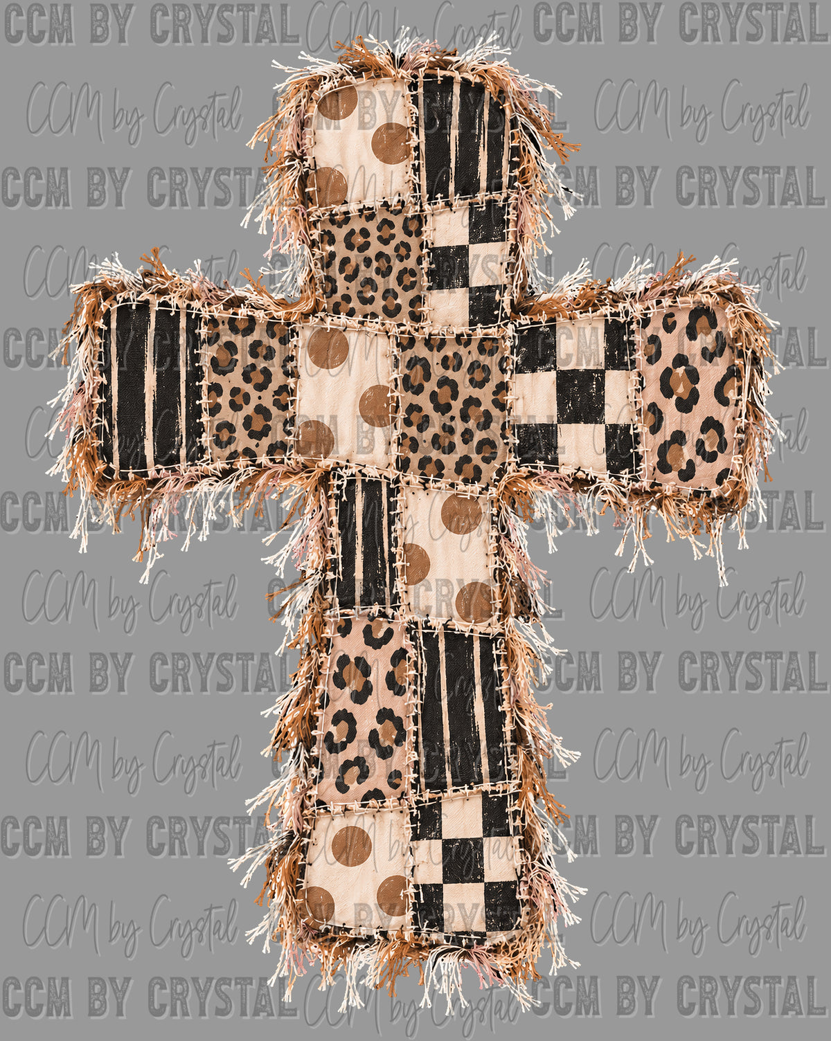 Paux Yarn Patch Cross Ready to Press Transfer DTF Transfer