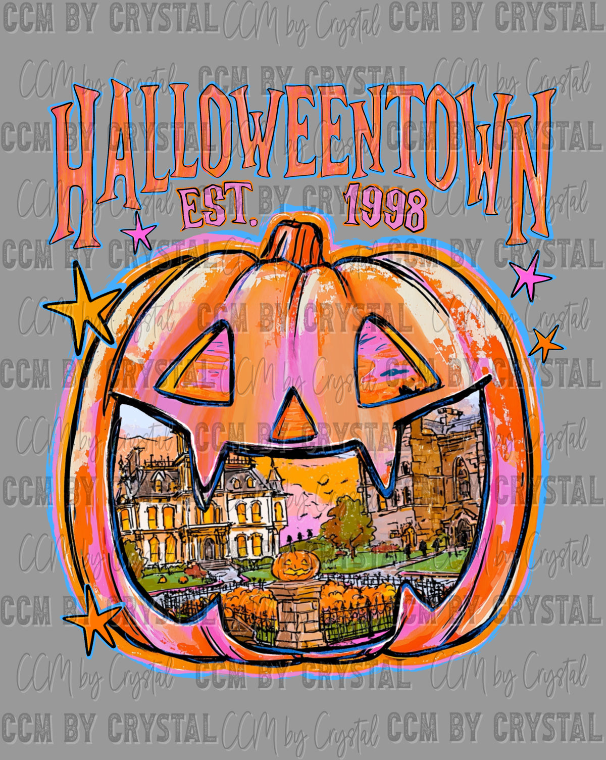 90s Movie Town Pumpkin Halloween Ready to Press Transfer DTF Transfer Sublimation Transfer