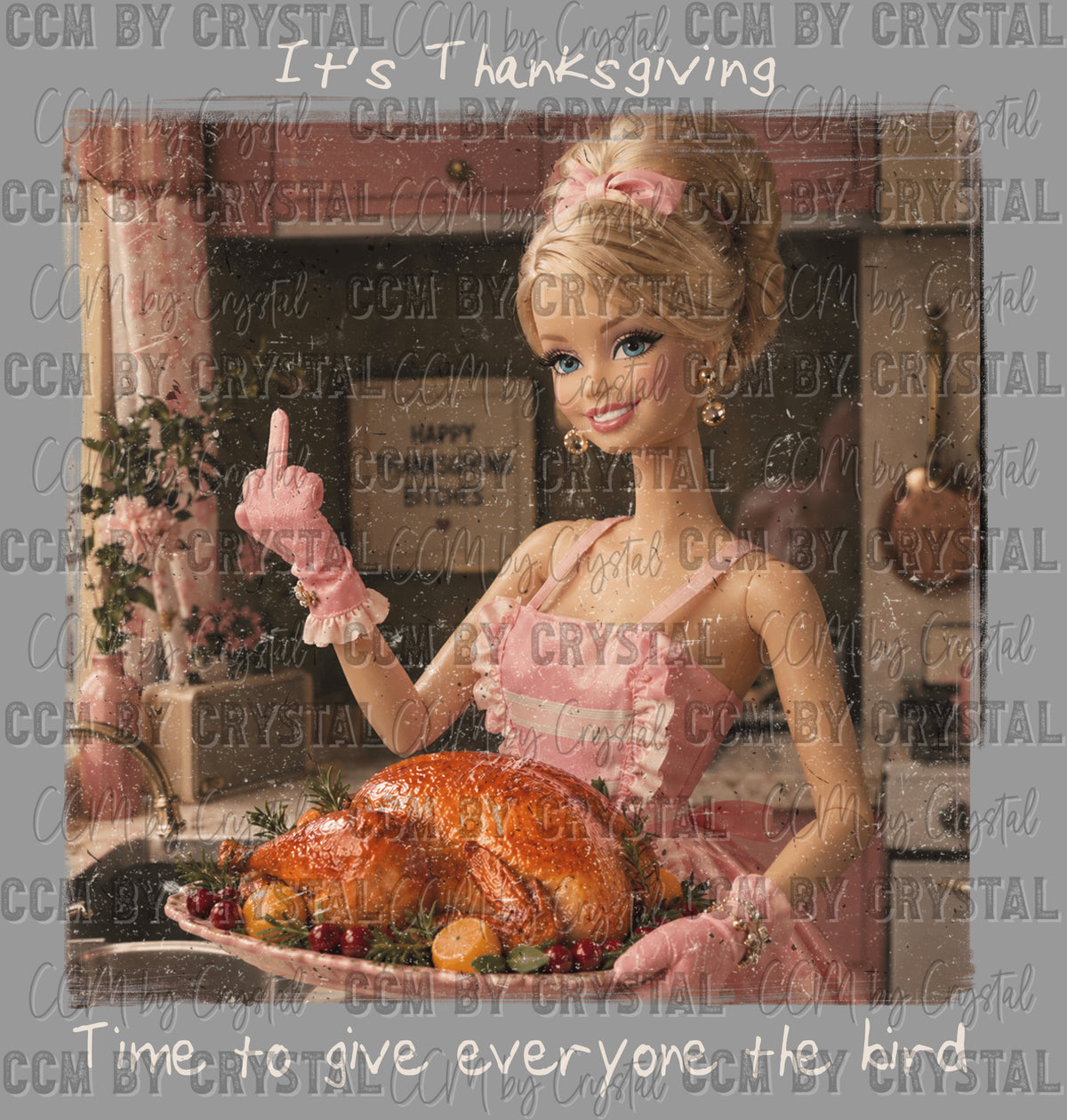 Time to Give the Bird Doll Thanksgiving Ready to Press Transfer DTF Transfer