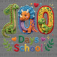 100 days of School Dino Faux Yarn Ready to Press Instant Peel DTF Transfers Sublimation Transfers