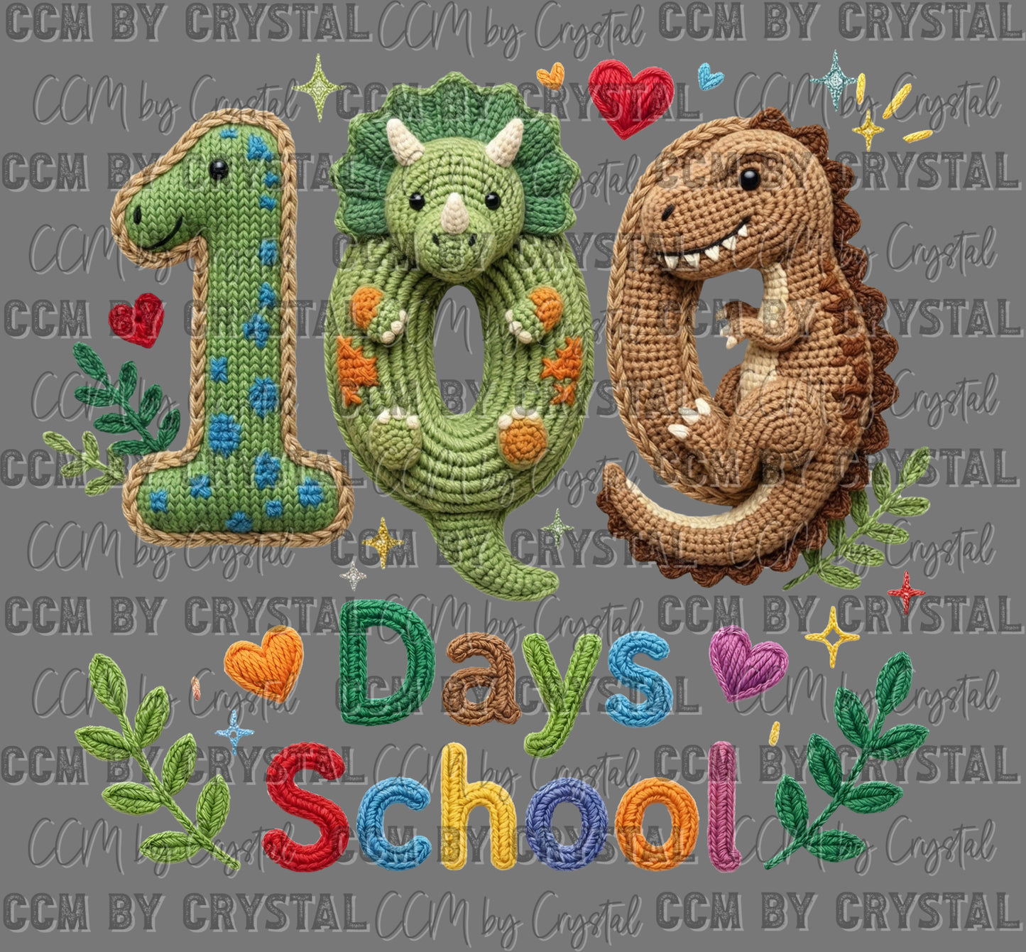 100 days of School Dino Faux Yarn Ready to Press Instant Peel DTF Transfers Sublimation Transfers (Copy)