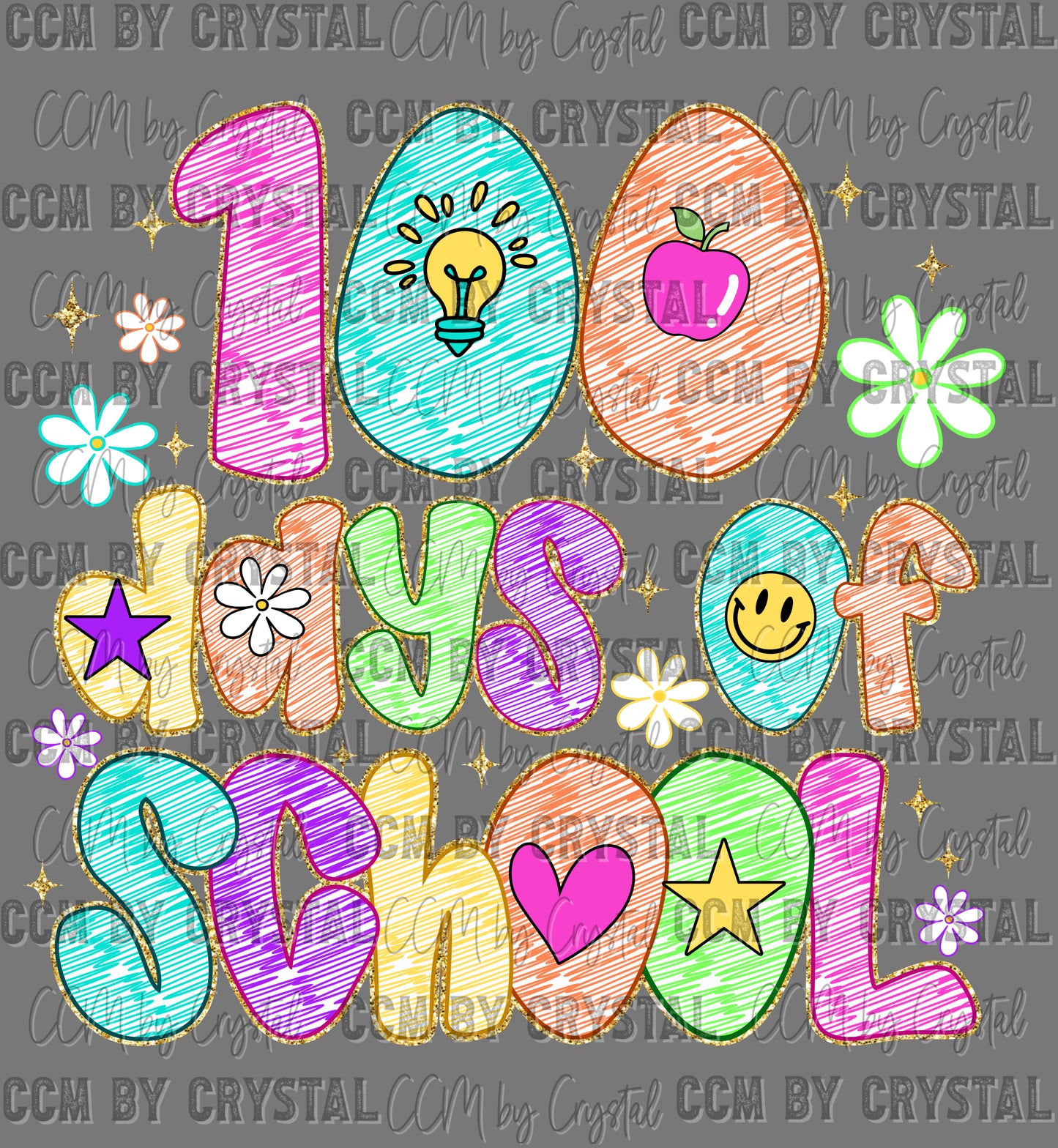 100 Days of School Faux Coloring Ready to Press Instant Peel DTF Transfers Sublimation Transfers
