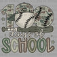 100 Days of School Camo Baseball White Ready to Press Instant Peel DTF Transfers Sublimation Transfers