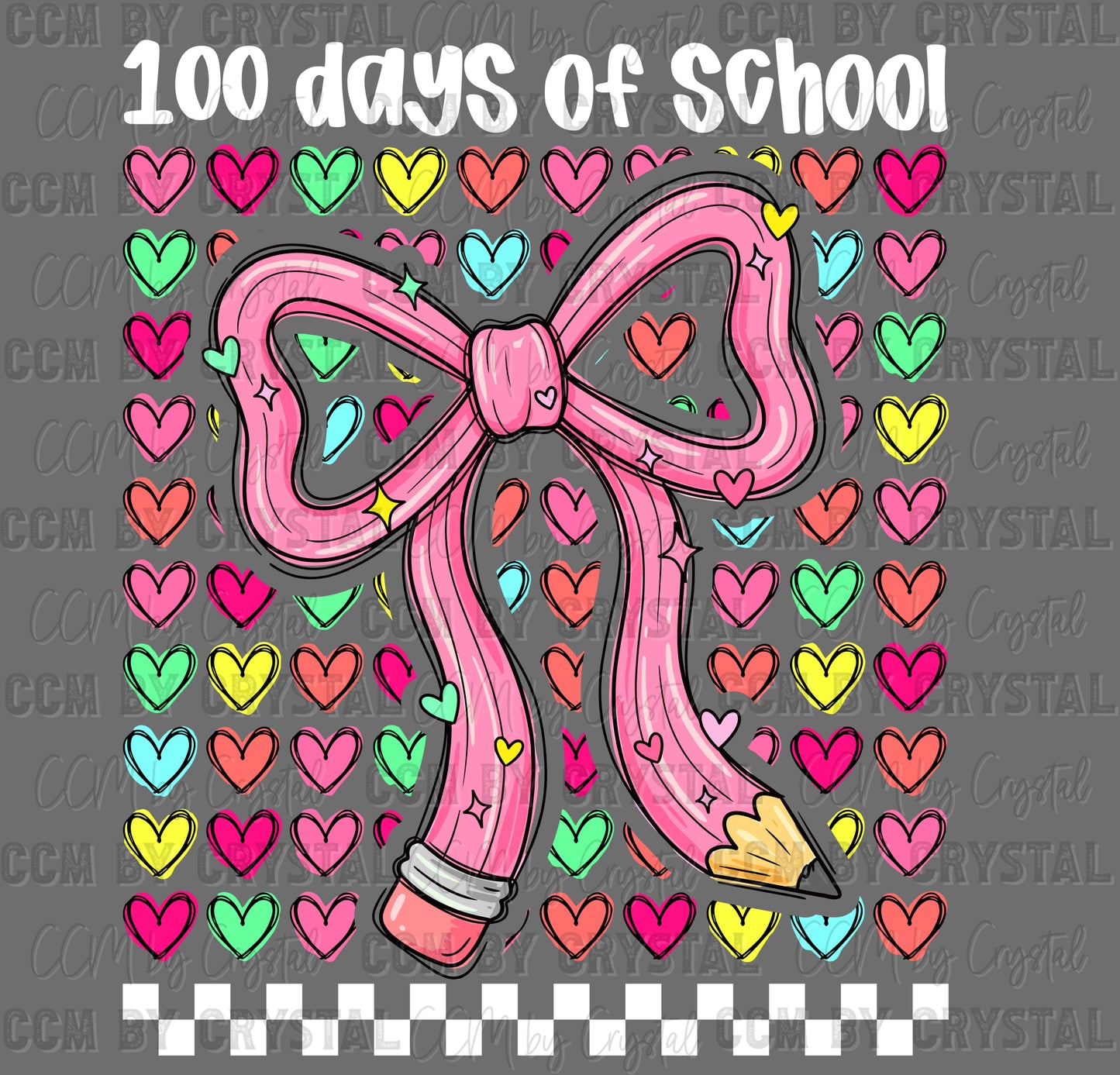 100 Days of School Hearts Ready to Press Instant Peel DTF Transfers