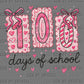 100 Days of School Pink Hearts Faux Crayon Ready to Press Instant Peel DTF Transfers Sublimation Transfers