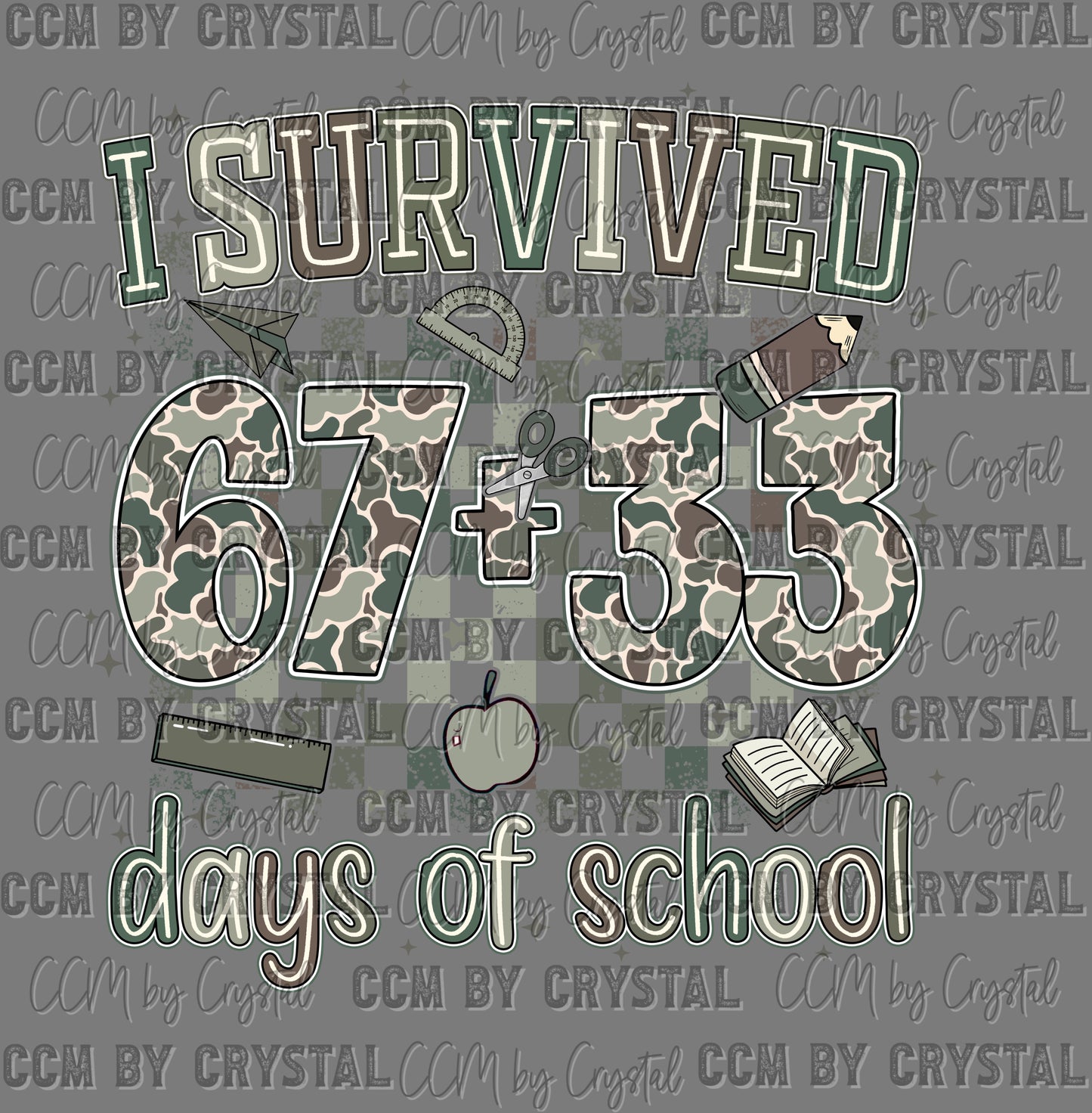 I Survived 100 Days of School Camo Ready to Press Instant Peel DTF Transfers Sublimation Transfers