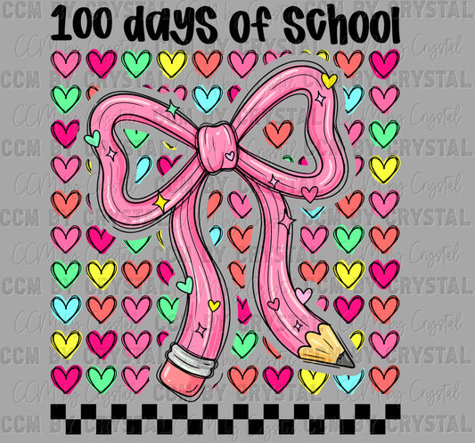 100 Days of School Hearts Ready to Press Instant Peel DTF Transfers Sublimation Transfers