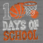 100 Days of School Basketball Ready to Press Transfer Instant Peel DTF Transfer