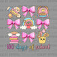 100 Days of School Coquette Ready to Press Transfer DTF Transfer Sublimation Transfer