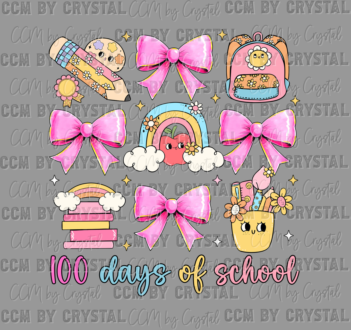 100 Days of School Coquette Ready to Press Transfer DTF Transfer Sublimation Transfer