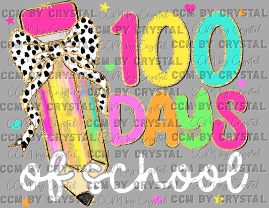 100 Days of School Girly Ready to Press Transfer DTF Transfer