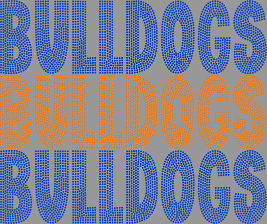 Bulldogs Stacked 11" 2-Color Ready to Press Spangle Transfer Bling Transfer Sparkle Transfer