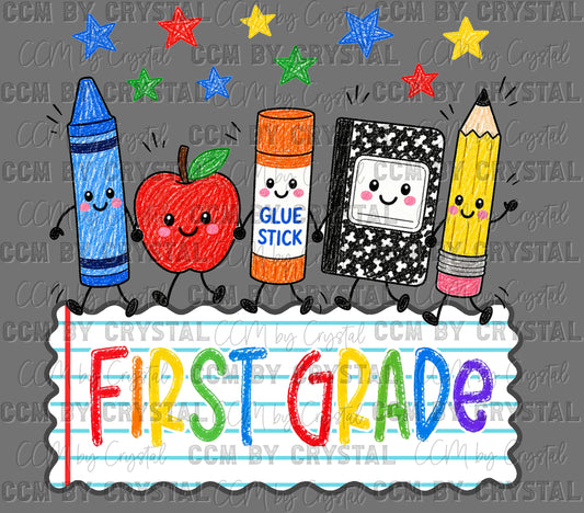 First 1st Grade Back to School Ready to Press DTF Transfers Sublimation Transfers