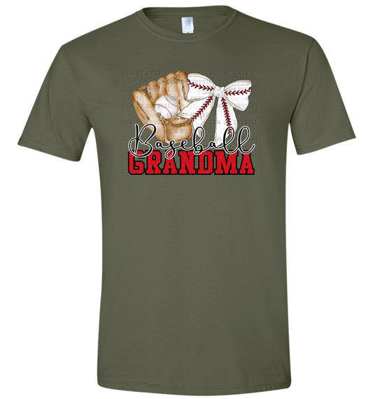 Baseball Grandma T Shirt Green