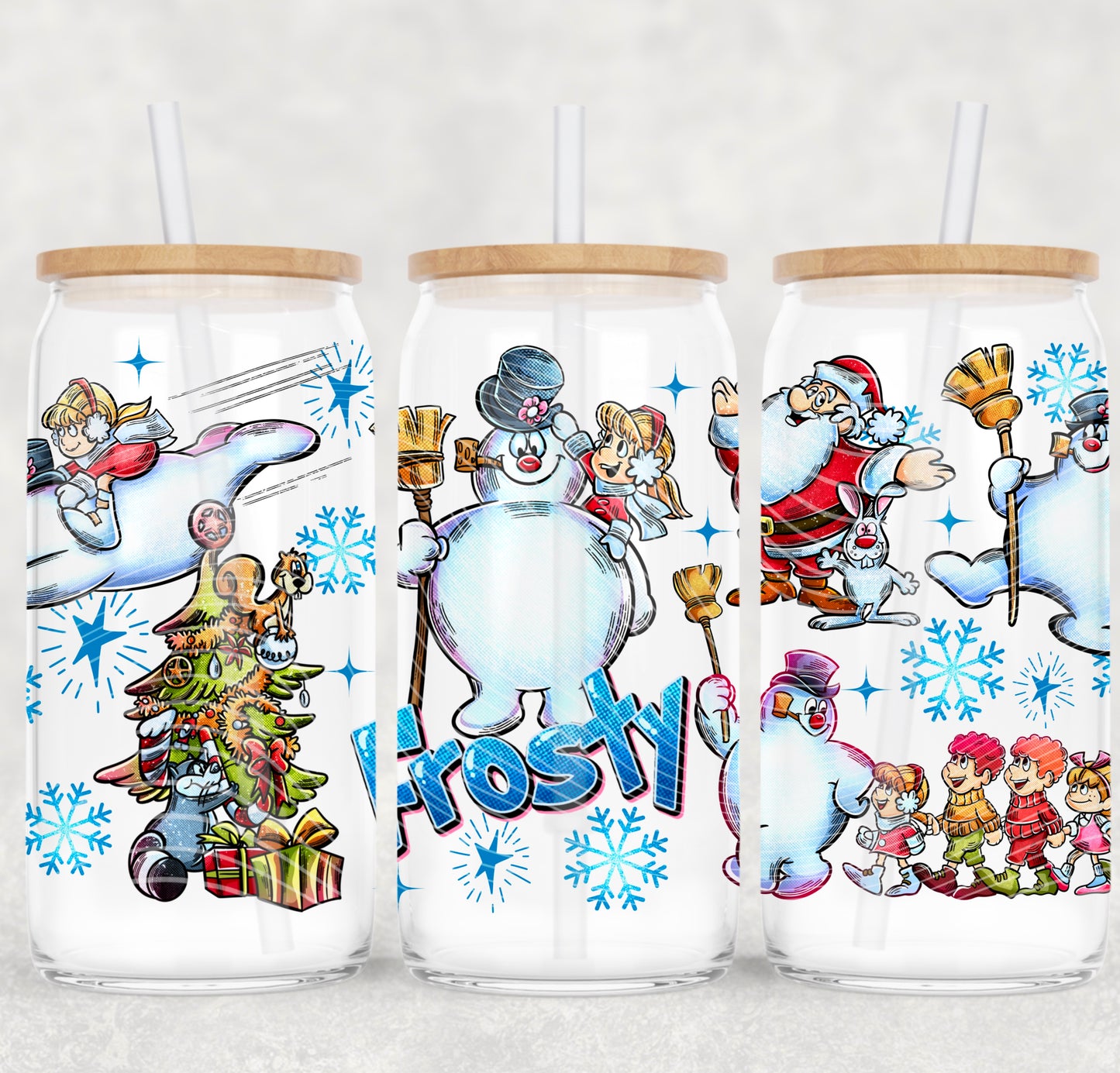 Christmas Snowman UV Transfer 16oz Libby Glass Can Wrap Ready to Apply