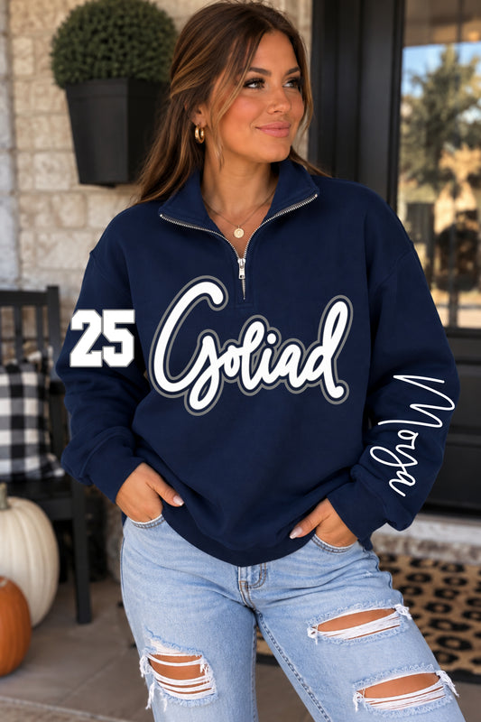 Goliad Quarter Zip Navy Sweatshirt
