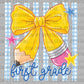 1st Grade Bow Back to School Ready to Press DTF Transfers Sublimation Transfers