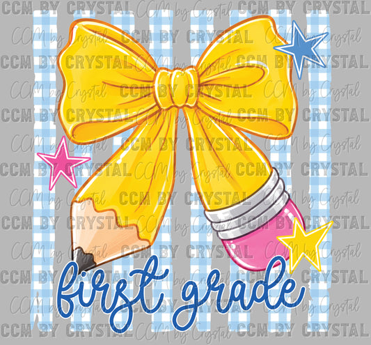 1st Grade Bow Back to School Ready to Press DTF Transfers Sublimation Transfers