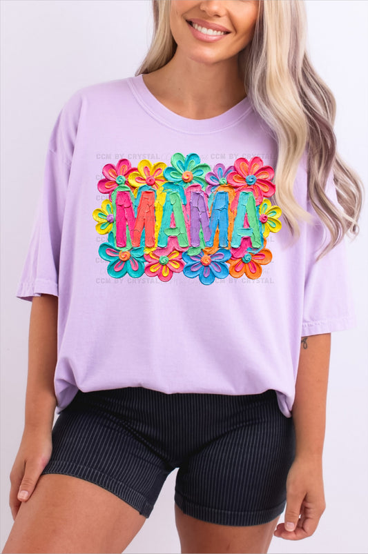 Mama faux fake Texture Floral DTF Transfer Sublimation Transfer