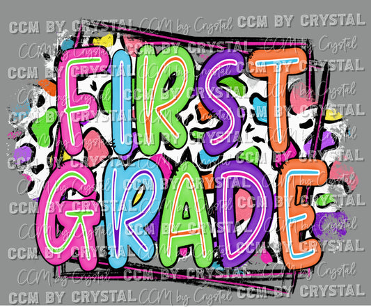 First Grade Colorful Leopard Background Ready to Press Transfer