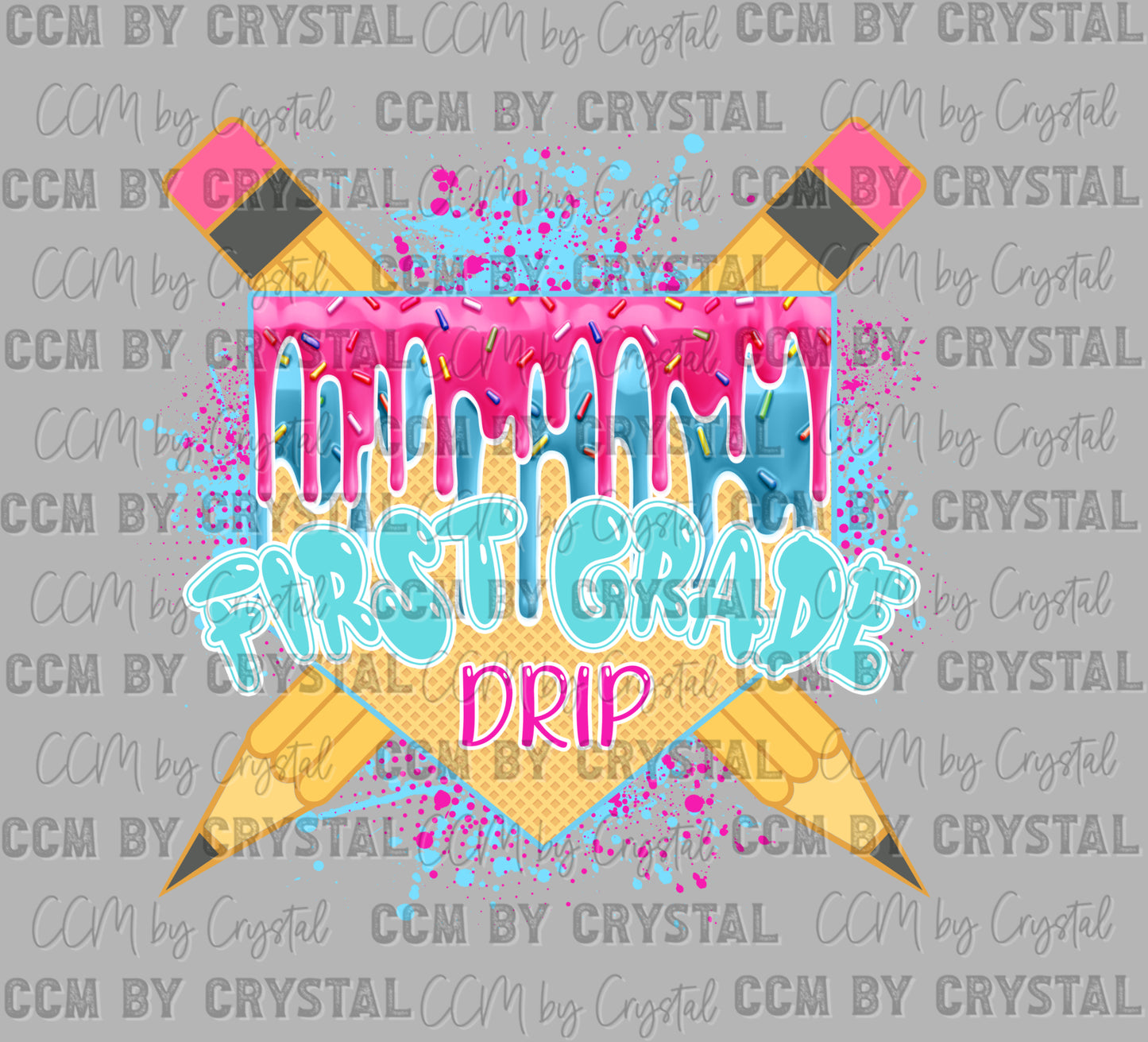 1st Grade Drip Back to School Baseball Ready to Press Transfer DTF Transfer Sublimation Transfer