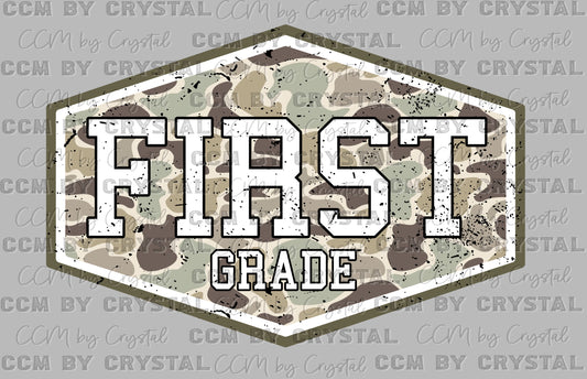 1st Grade Camo Back to School Ready to Press DTF Transfers Sublimation Transfers