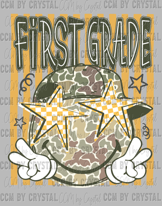 1st Grade Camo Stars Back to School Ready to Press DTF Transfers Sublimation Transfers