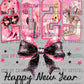 2025 Pink Happy New Year Ready to Press Transfer DTF Transfer Sublimation Transfer