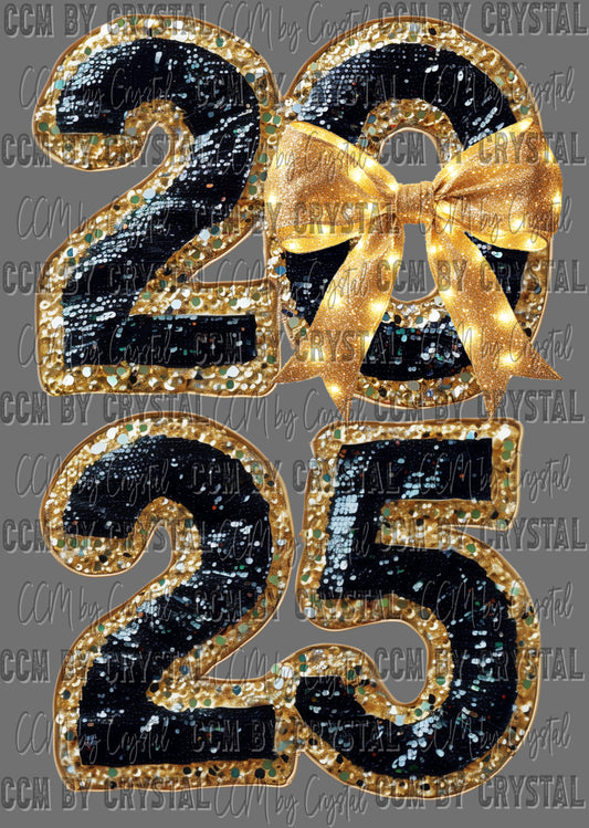 2025 Faux Sparkle New Year Ready to Press Transfer DTF Transfer Sublimation Transfer