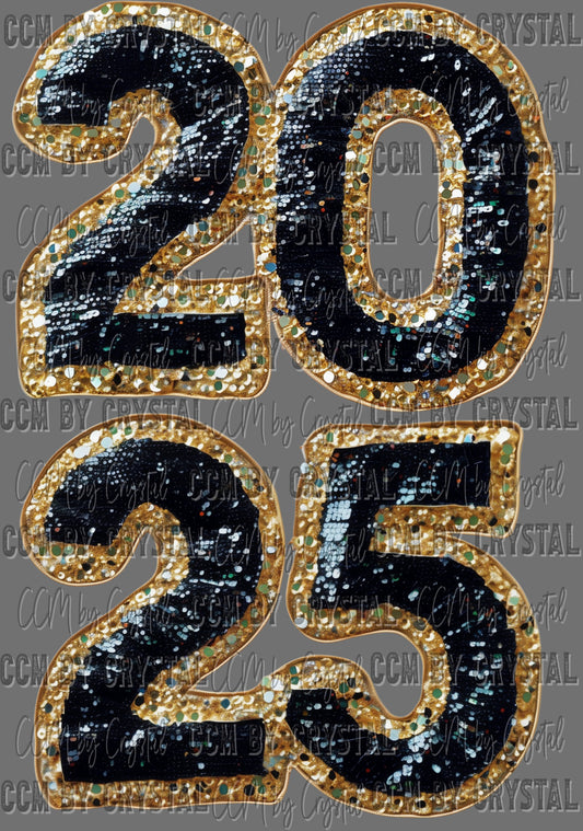 2025 Faux Sparkle New Year Ready to Press Transfer DTF Transfer Sublimation Transfer