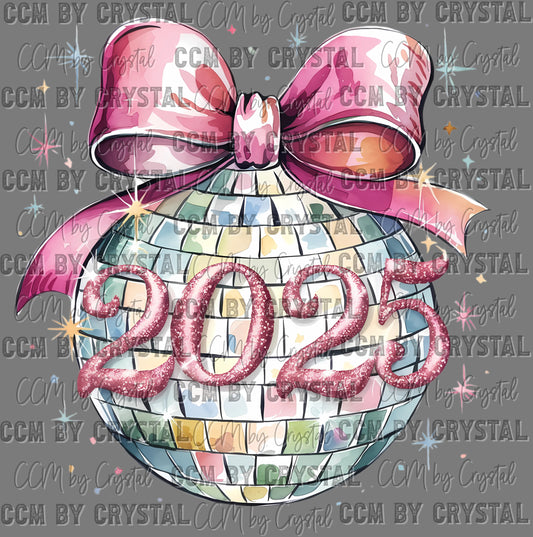 Happy New Year 2025 Disco Ball Ready to Press Transfer DTF Transfer Sublimation Transfer