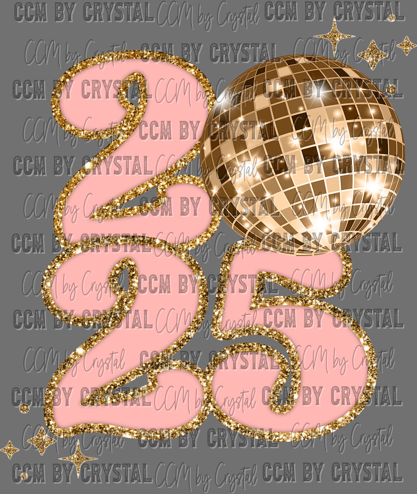 2025 Disco Ball Faux Sparkle New Year Ready to Press Transfer DTF Transfer Sublimation Transfer