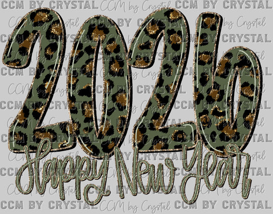 2026 Happy New Year Faux Glitter Ready to Press Transfer Instant Peel DTF Transfer