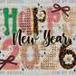 2026 Happy New Year Faux Yarn Ready to Press Instant Peel DTF Transfers Sublimation Transfers