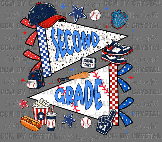 Second 2nd Grade Back to School Baseball Ready to Press DTF Transfers Sublimation Transfers
