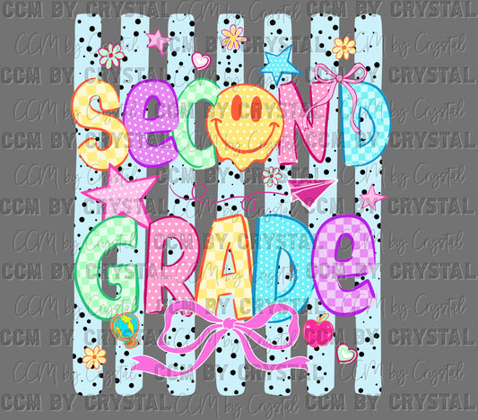 2nd Second Grade Girly Pastel Back to School Ready to Press DTF Transfers Sublimation Transfers