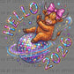 Hello 2026 Highland Cow Disco Ready to Press Instant Peel DTF Transfers Sublimation Transfers