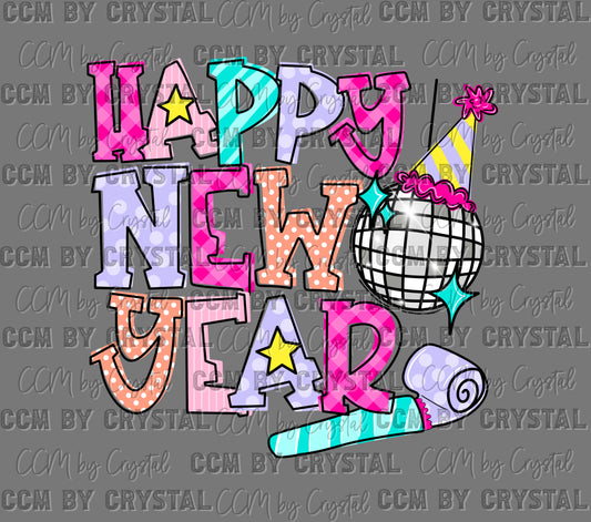 Happy New Year Ready to Press Instant Peel DTF Transfers Sublimation Transfers