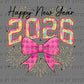 Happy New Year 2026 Pink Colorful Ready to Press Instant Peel DTF Transfers Sublimation Transfers
