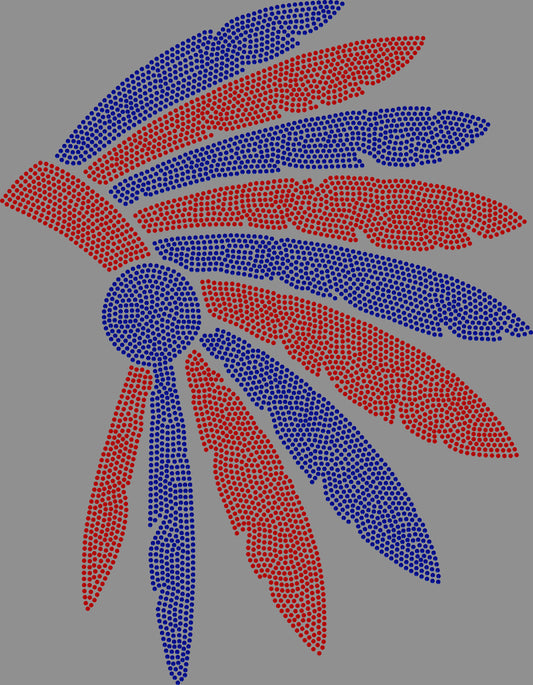 2 Color Headdress Warriors Indians Head 1-Color Approximately 12" Spangle Transfer