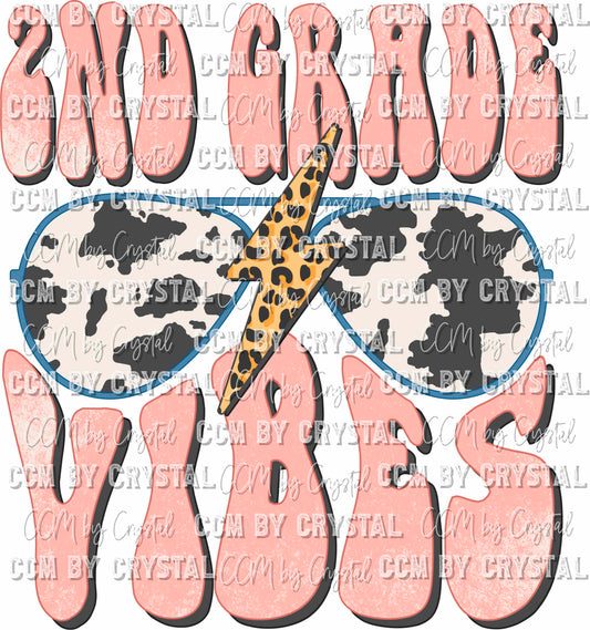 2nd Grade Vibes Cow Print Leopard Back to School Elementary School Ready to Press Transfer