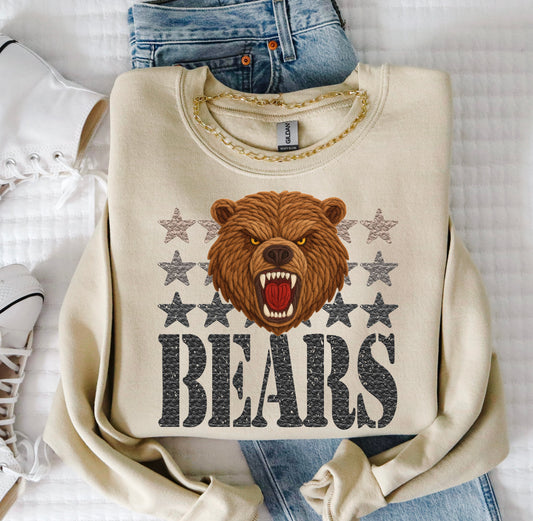 Bears Mascot Faux Yarn Ready to Press DTF Transfers Sublimation Transfers